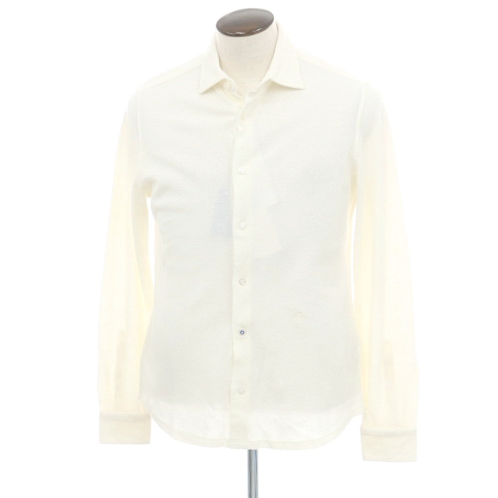【新品】ヤコブコーエン JACOB COHEN コットンウールカシミヤ セミワイドカラー カジュアルシャツ オフホワイト【 L 】【 状態ランクN 】【 メンズ 】