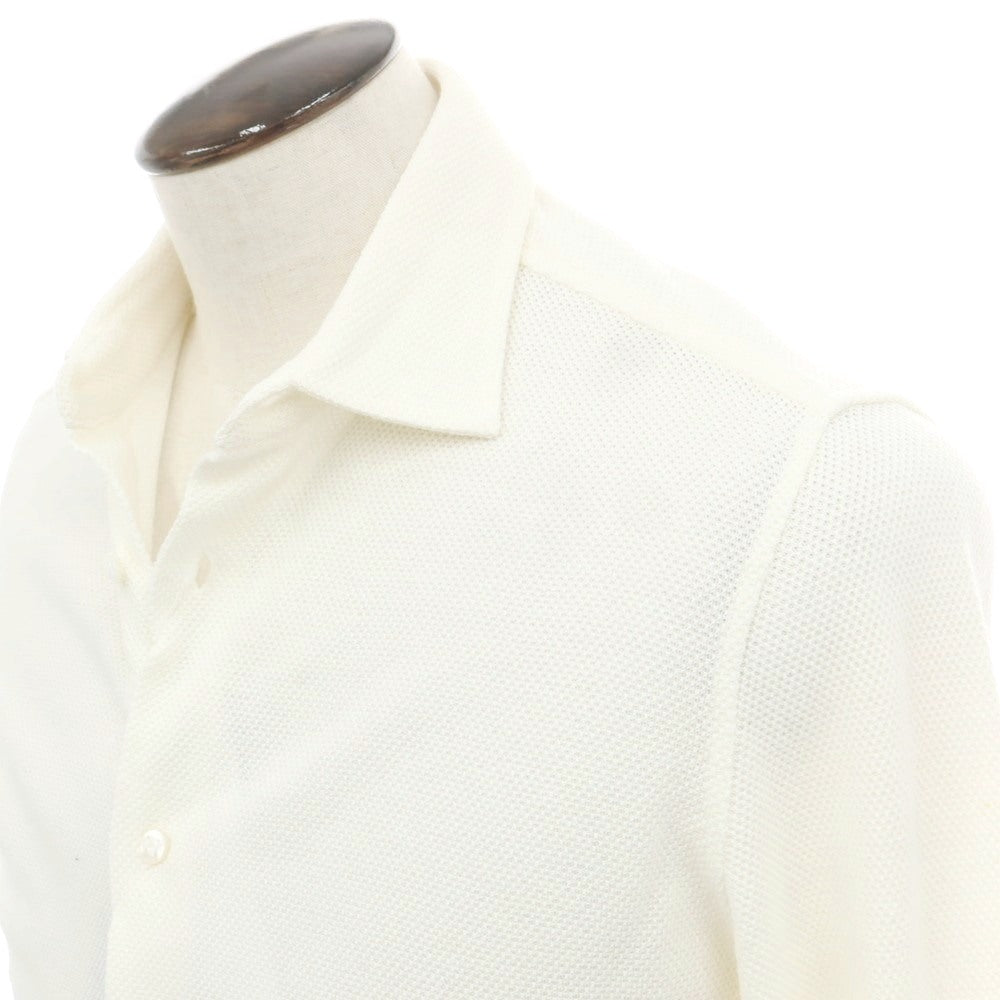 【新品】ヤコブコーエン JACOB COHEN コットンウールカシミヤ セミワイドカラー カジュアルシャツ オフホワイト【 L 】【 状態ランクN 】【 メンズ 】