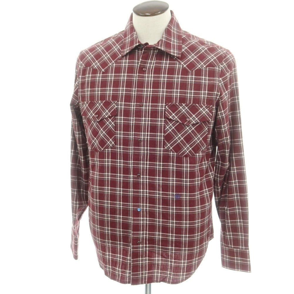 【新品】ヤコブコーエン JACOB COHEN コットン チェック ウエスタンシャツ バーガンディxホワイト【 L 】【 状態ランクN 】【 メンズ 】