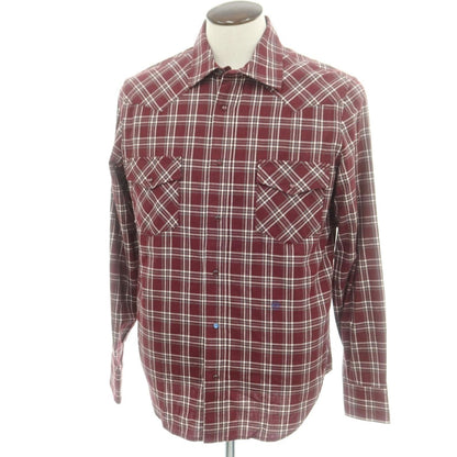 【新品】ヤコブコーエン JACOB COHEN コットン チェック ウエスタンシャツ バーガンディxホワイト【 L 】【 状態ランクN 】【 メンズ 】