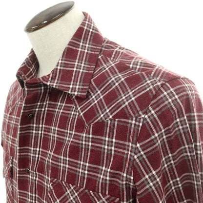 【新品】ヤコブコーエン JACOB COHEN コットン チェック ウエスタンシャツ バーガンディxホワイト【 L 】【 状態ランクN 】【 メンズ 】
