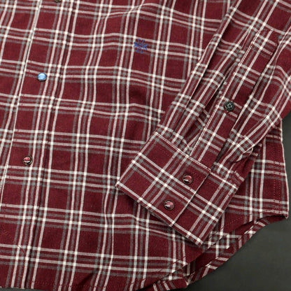 【新品】ヤコブコーエン JACOB COHEN コットン チェック ウエスタンシャツ バーガンディxホワイト【 L 】【 状態ランクN 】【 メンズ 】