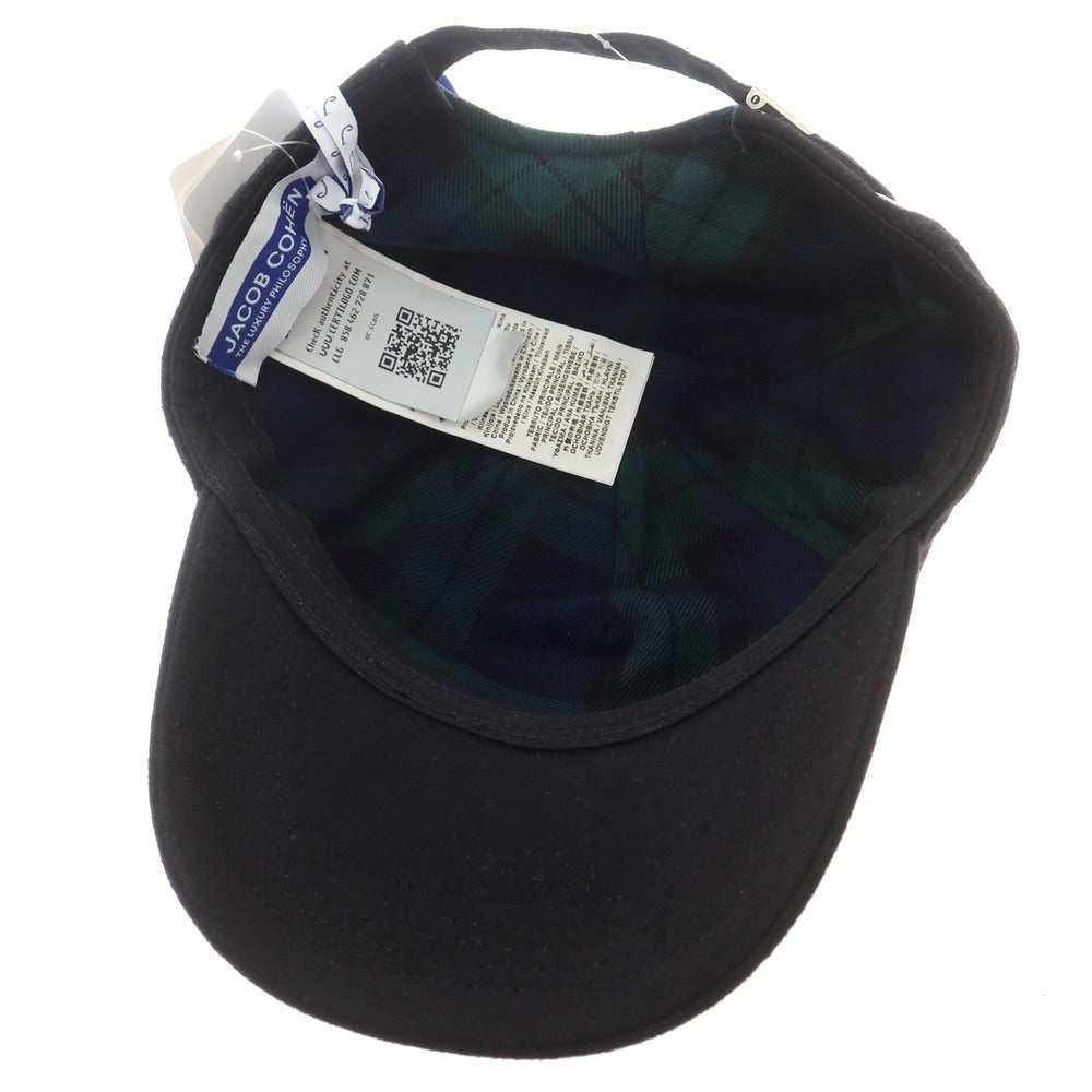【新品】ヤコブコーエン JACOB COHEN ウールナイロンカシミヤ キャップ 帽子 ブラック【サイズM】【 状態ランクN 】【 メンズ 】[DPD]