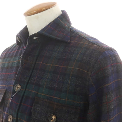 【新品アウトレット】ドッピアアー DOPPIAA ウールナイロン チェック カジュアルシャツ グレーxネイビー×グリーン【 表記なし（M位） 】【 状態ランクN- 】【 メンズ 】