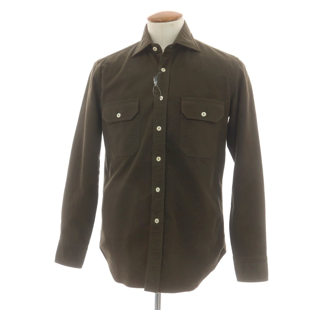 【新品】ドッピアアー DOPPIAA 起毛ストレッチコットン ワークシャツ オリーブ【 39 】【 状態ランクN 】【 メンズ 】