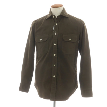 【新品】ドッピアアー DOPPIAA 起毛ストレッチコットン ワークシャツ オリーブ【 39 】【 状態ランクN 】【 メンズ 】