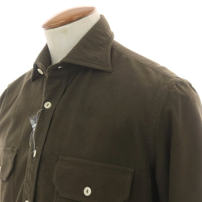 【新品】ドッピアアー DOPPIAA 起毛ストレッチコットン ワークシャツ オリーブ【 39 】【 状態ランクN 】【 メンズ 】