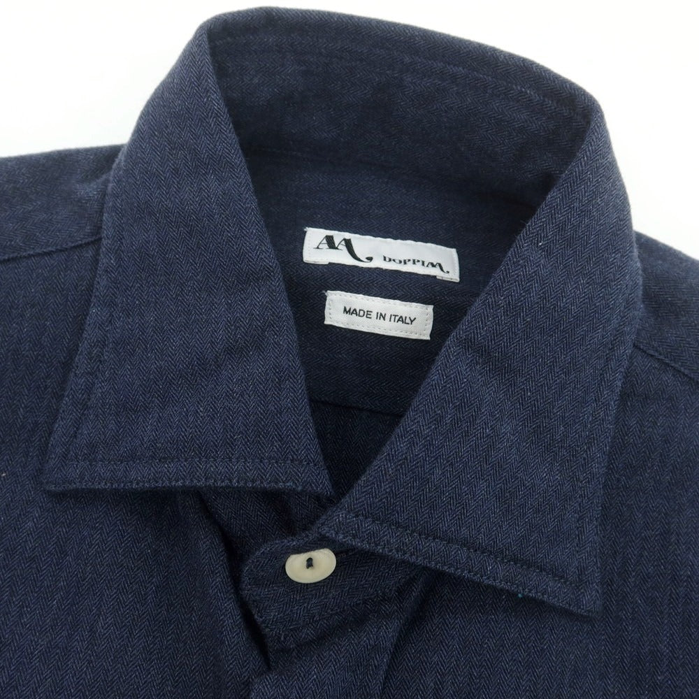 【新品】ドッピアアー DOPPIAA ヘリンボーンコットン ワークシャツ ネイビー【 39 】【 状態ランクN 】【 メンズ 】