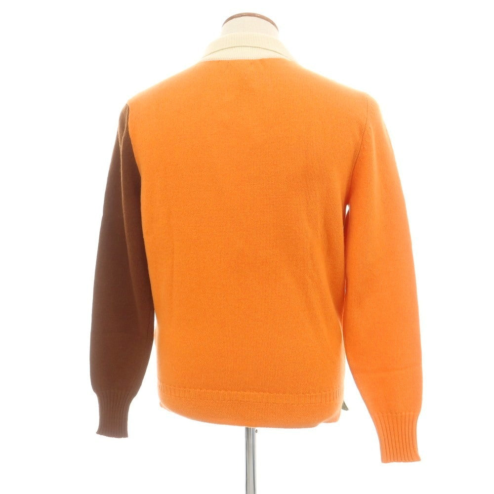 【新品】ドッピアアー DOPPIAA AAGRO ウール スキッパー プルオーバーニット オレンジxブラウン【 48 】【 状態ランクN 】【 メンズ 】