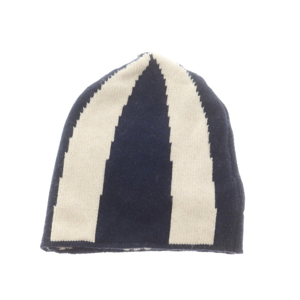 【新品】ドッピアアー DOPPIAA ウール ニットキャップ 帽子 ネイビーxオフホワイト【 表記なし 】【 状態ランクN 】【 メンズ 】
