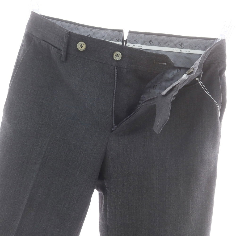 【中古】ピーティートリノ PT TORINO TECHNO WASHABLE WOOL ストレッチ ポリエステルウール ドレススラックスパンツ ダークグレー【 44 】【 状態ランクC 】【 メンズ 】