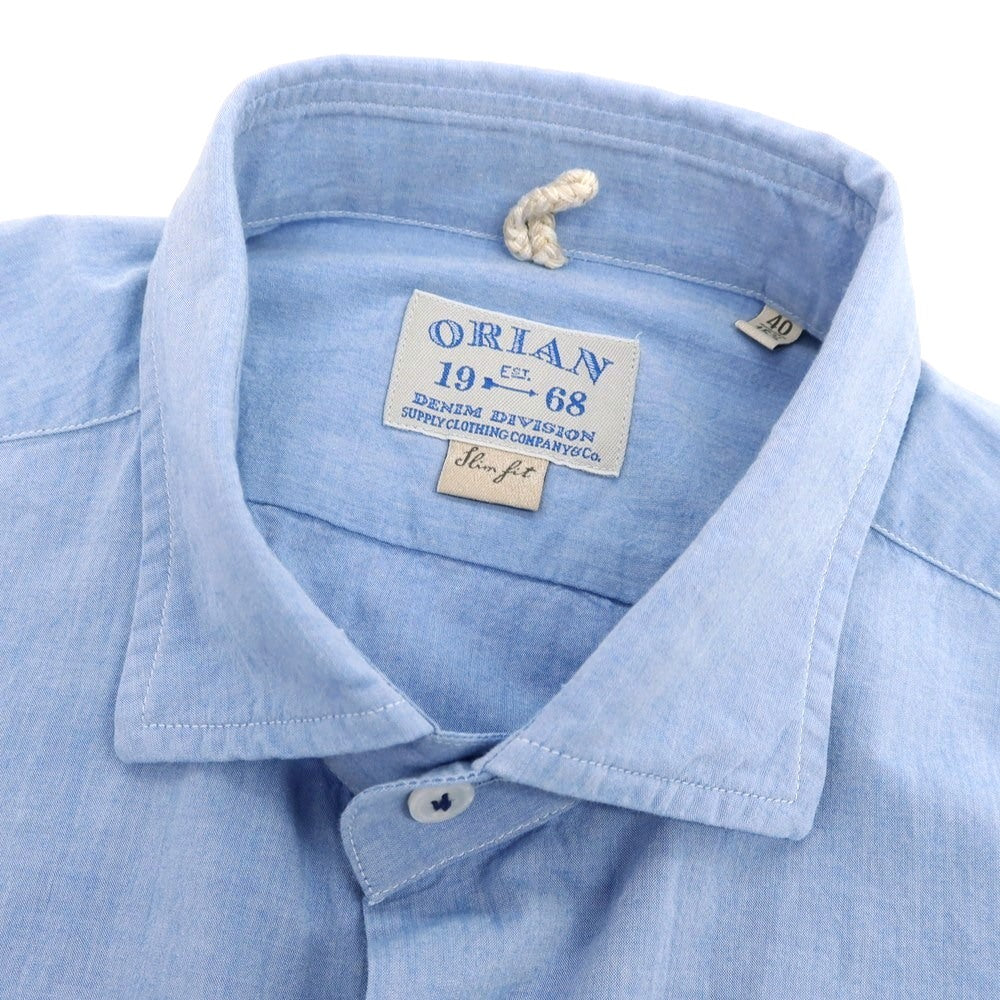 【中古】オリアン ORIAN コットン セミワイドカラー カジュアルシャツ ブルー【 40 】【 状態ランクB 】【 メンズ 】
