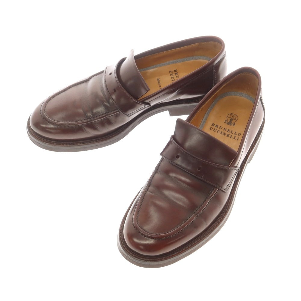 【中古】ブルネロクチネリ Brunello Cucinelli レザー ローファー ブラウン【 40 】【 状態ランクC 】【 メンズ 】