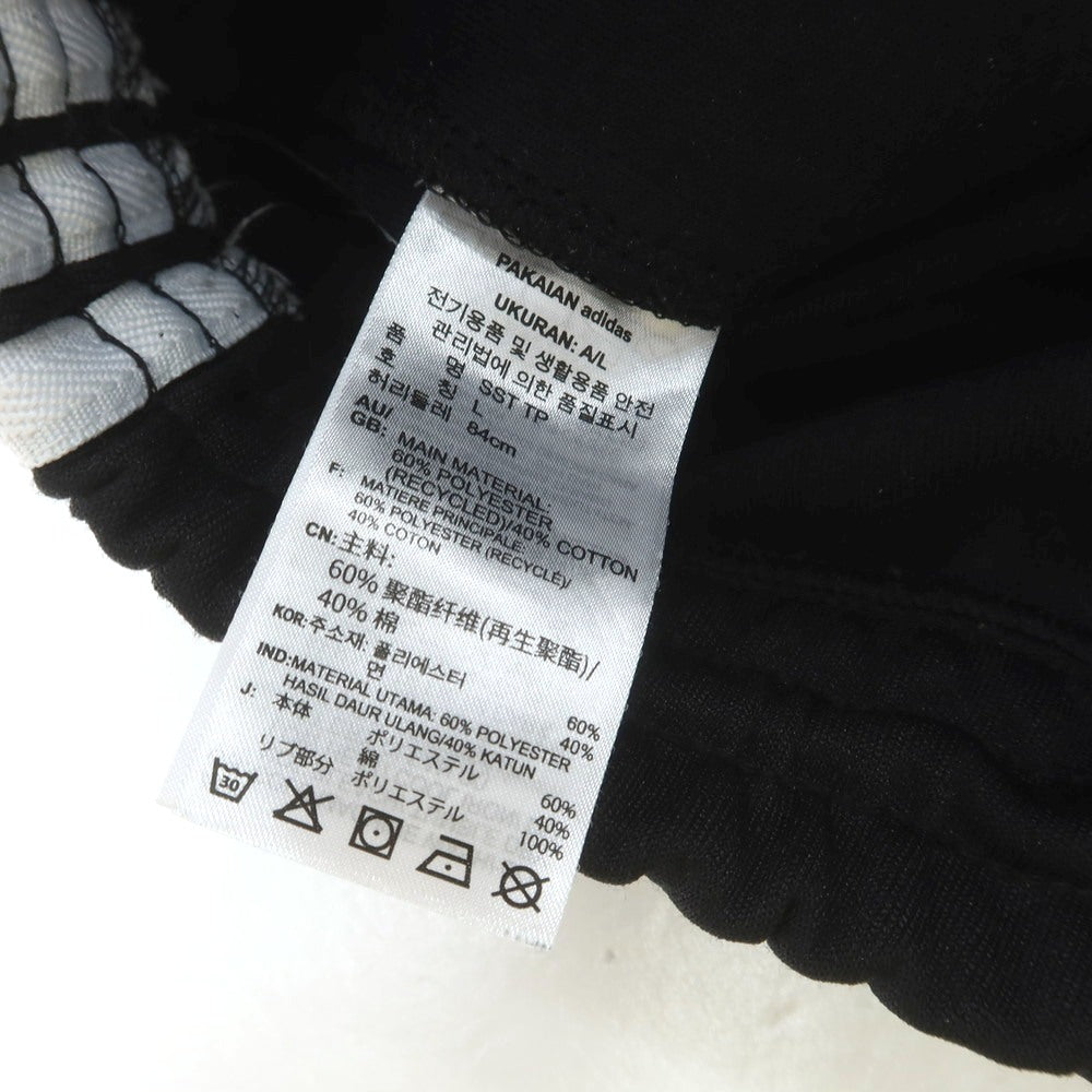 【中古】アディダス adidas ポリエステルコットン トラックパンツ ブラックxホワイト【 JPN XL 】【 状態ランクB 】【 メンズ 】