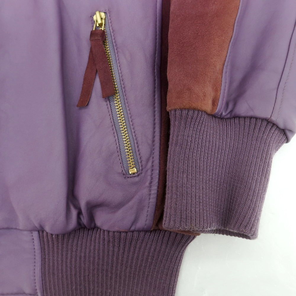 【中古】アコースティック Acoustic ラムレザー ジップアップブルゾン パープル【 M 】【 状態ランクD 】【 メンズ 】