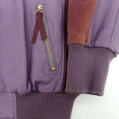 【中古】アコースティック Acoustic ラムレザー ジップアップブルゾン パープル【 M 】【 状態ランクD 】【 メンズ 】