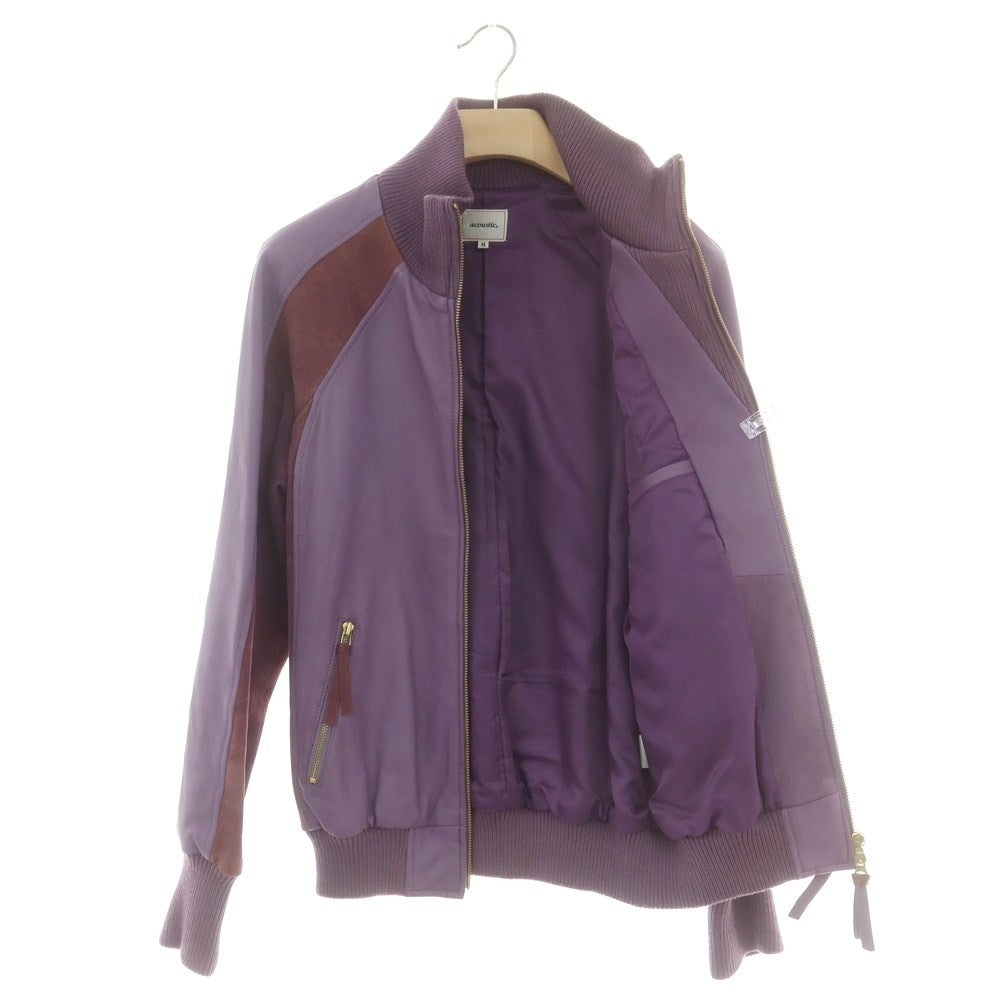 【中古】アコースティック Acoustic ラムレザー ジップアップブルゾン パープル【 M 】【 状態ランクD 】【 メンズ 】
