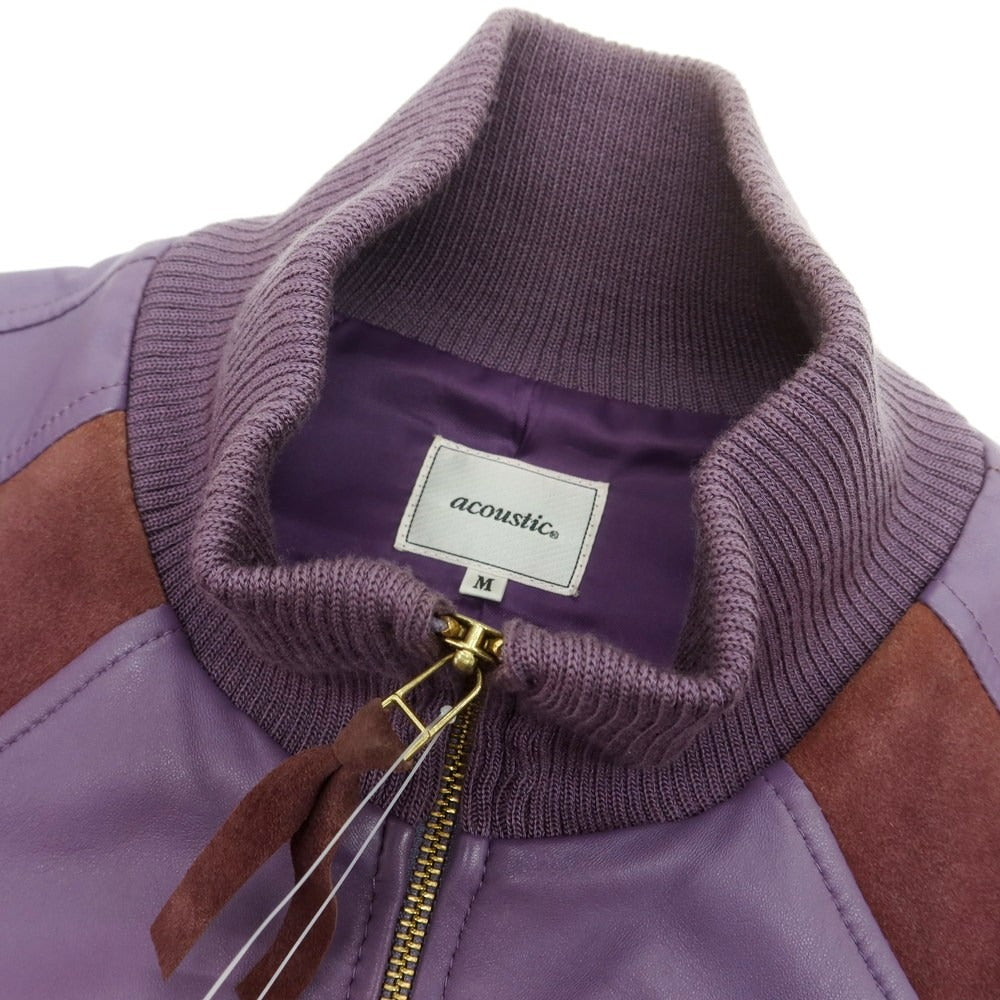 【中古】アコースティック Acoustic ラムレザー ジップアップブルゾン パープル【 M 】【 状態ランクD 】【 メンズ 】