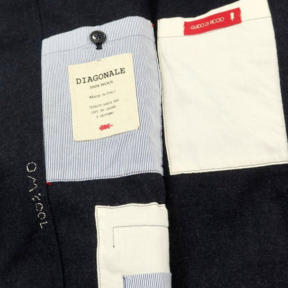 【中古】グイード ディ リッチョ GUIDO DI RICCIO ウール カジュアルジャケット ネイビー【 46 】【 状態ランクC 】【 メンズ 】