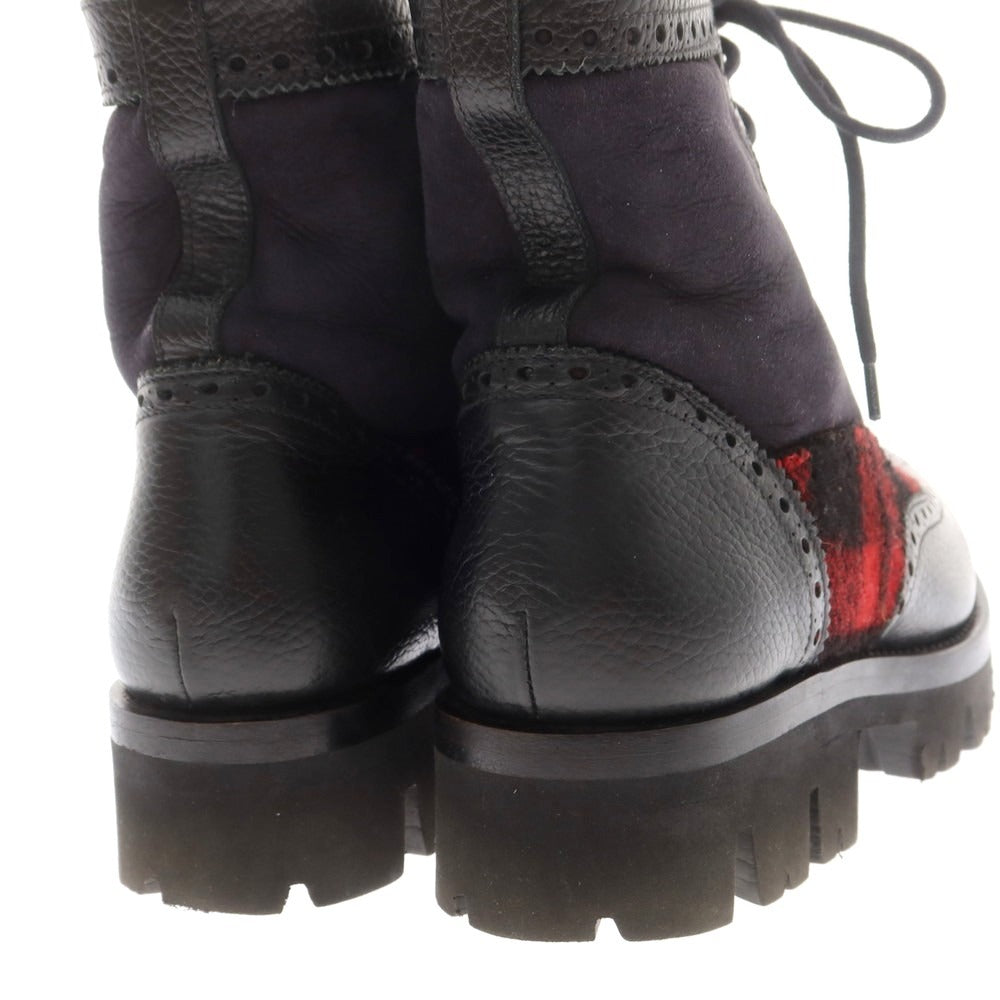 【中古】ガブリエレ パジーニ Gabriele Pasini ムートン レースアップ ブーツ ブラックxレッド【 41 】【 状態ランクB 】【 メンズ 】