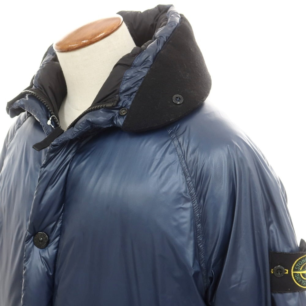 【中古】ストーンアイランド STONE ISLAND PERTEX ナイロン フーデッド ダウンコート ネイビーブルー【 M 】【 状態ランクC 】【 メンズ 】