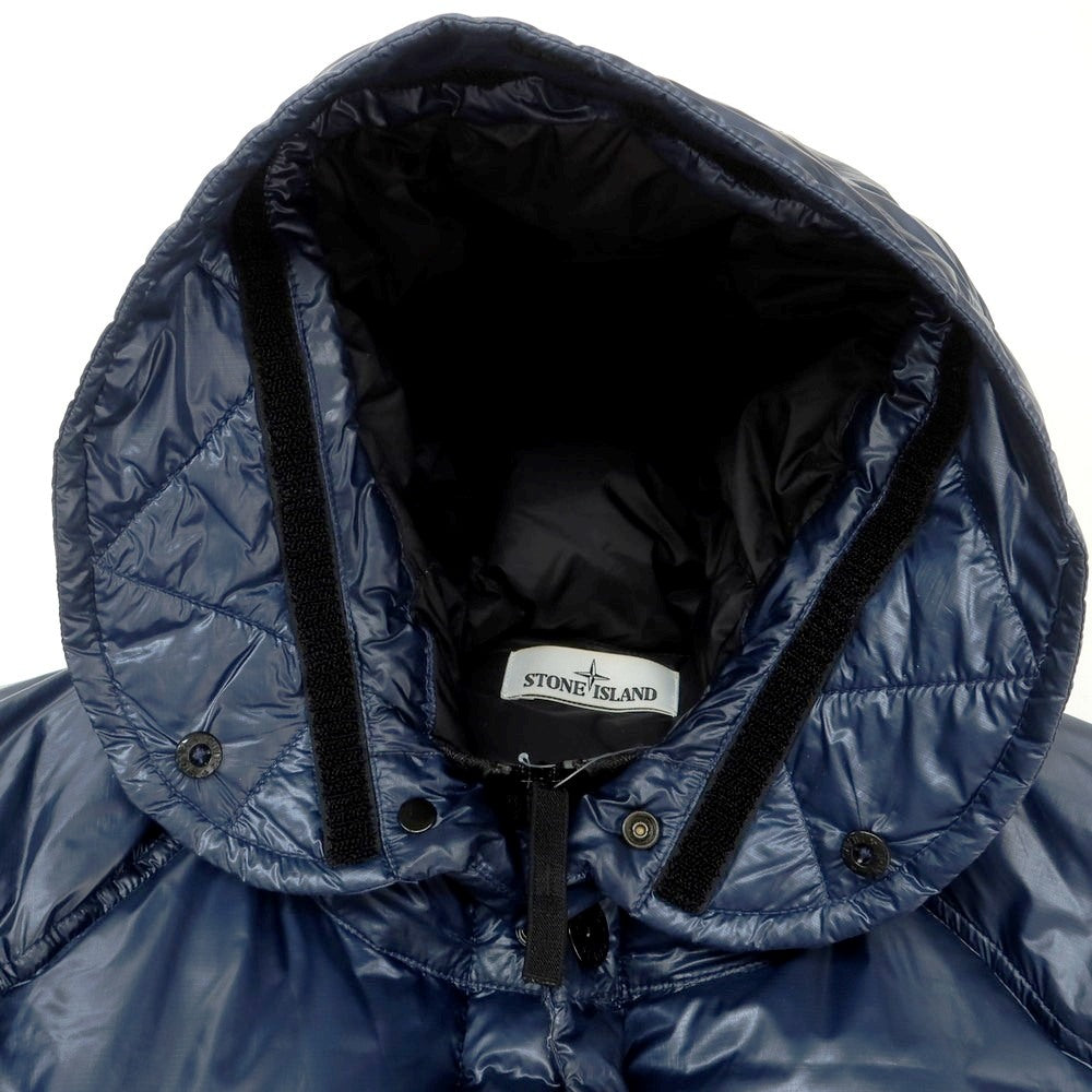 【中古】ストーンアイランド STONE ISLAND PERTEX ナイロン フーデッド ダウンコート ネイビーブルー【 M 】【 状態ランクC 】【 メンズ 】