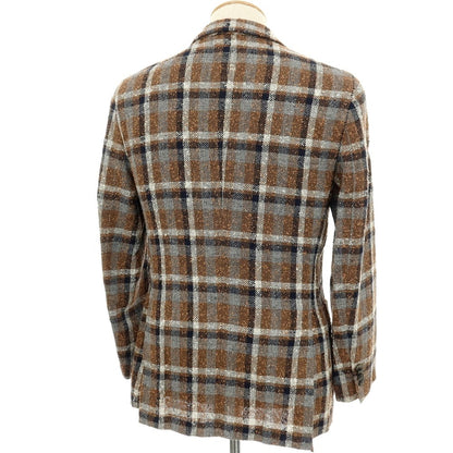 【中古】ボリオリ BOGLIOLI 50 K.JACKET リネンナイロンコットン チェック 3B カジュアルジャケット ブラウンxネイビー【サイズ44】【 状態ランクB 】【 メンズ 】