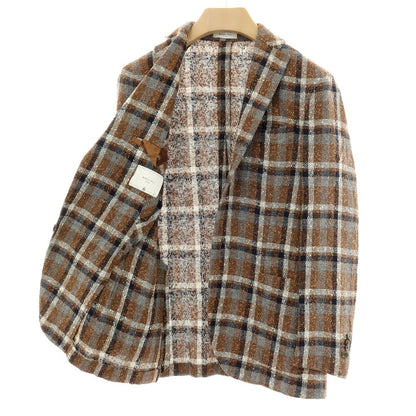【中古】ボリオリ BOGLIOLI 50 K.JACKET リネンナイロンコットン チェック 3B カジュアルジャケット ブラウンxネイビー【サイズ44】【 状態ランクB 】【 メンズ 】