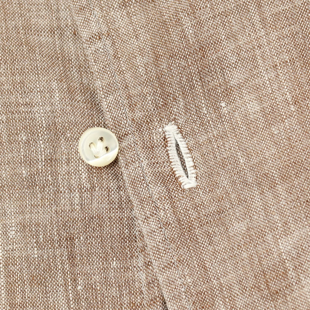 【中古】ルイジ ボレッリ Luigi Borrelli リネン ホリゾンタルカラー カジュアルシャツ ブラウン【サイズM】【 状態ランクB 】【 メンズ 】