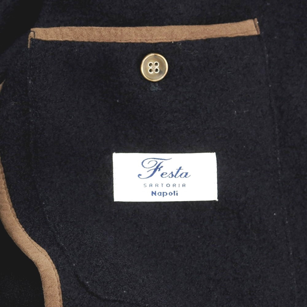 【中古】サルトリア フェスタ SARTORIA FESTA ウール チェスターフィールドコート ダークネイビー【サイズ46】【 状態ランクC 】【 メンズ 】[DPD]