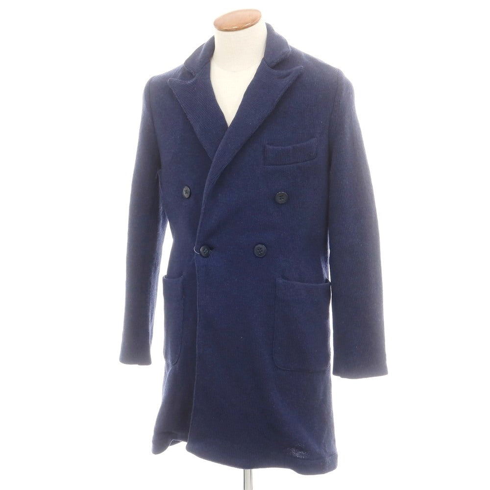 【中古】マックリッチ McRitchie ウール ニット ダブルブレストコート ライトネイビー【 46 】【 状態ランクC 】【 メンズ 】