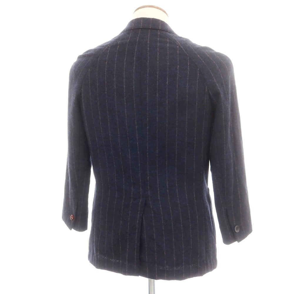 【中古】エルネスト ernesto GFB アルパカコットン ストライプ テーラードジャケット ネイビーxブラウン【 46 】【 状態ランクB 】【 メンズ 】