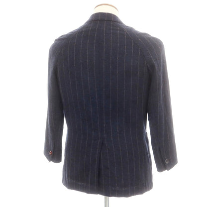 【中古】エルネスト ernesto GFB アルパカコットン ストライプ テーラードジャケット ネイビーxブラウン【 46 】【 状態ランクB 】【 メンズ 】