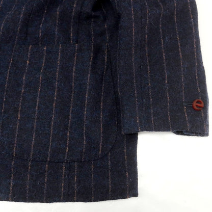【中古】エルネスト ernesto GFB アルパカコットン ストライプ テーラードジャケット ネイビーxブラウン【 46 】【 状態ランクB 】【 メンズ 】