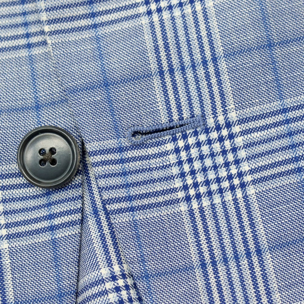 【中古】ベルベスト Belvest ウールリネン チェック 3B テーラードジャケット ブルーxホワイト【サイズ46】【 状態ランクC 】【 メンズ 】