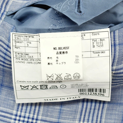 【中古】ベルベスト Belvest ウールリネン チェック 3B テーラードジャケット ブルーxホワイト【サイズ46】【 状態ランクC 】【 メンズ 】