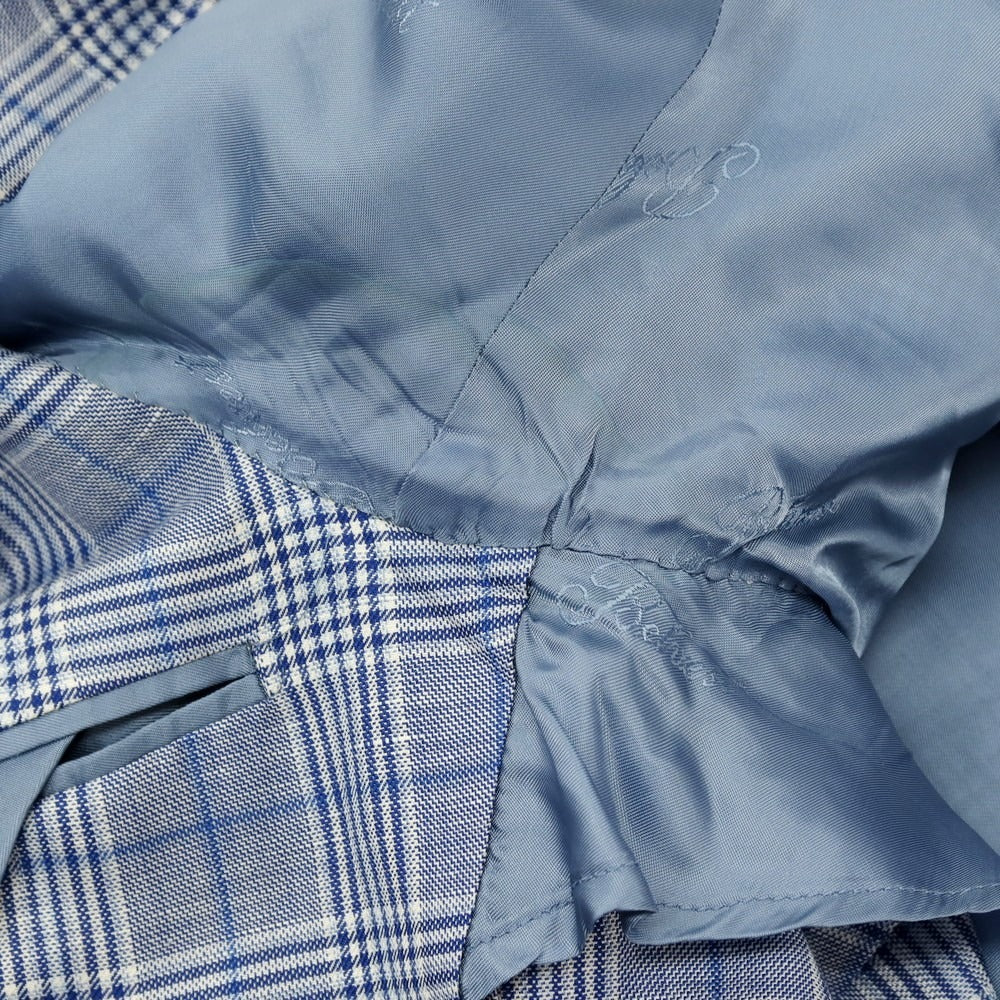 【中古】ベルベスト Belvest ウールリネン チェック 3B テーラードジャケット ブルーxホワイト【サイズ46】【 状態ランクC 】【 メンズ 】