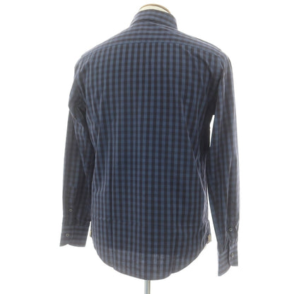 【中古】チット CIT LUXURY コットン チェック ホリゾンタルカラー カジュアルシャツ ネイビーxブラック【 39 】【 状態ランクC 】【 メンズ 】