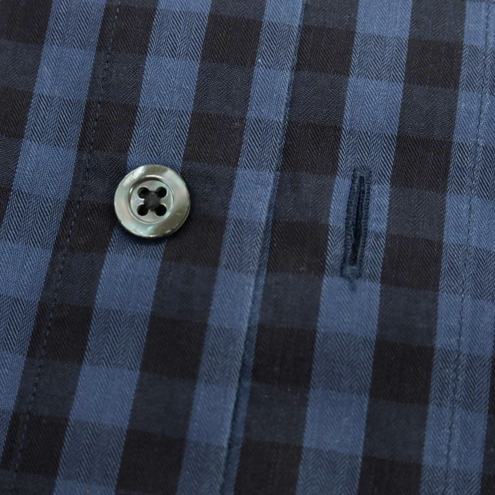 【中古】チット CIT LUXURY コットン チェック ホリゾンタルカラー カジュアルシャツ ネイビーxブラック【 39 】【 状態ランクC 】【 メンズ 】