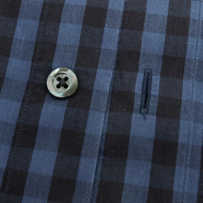 【中古】チット CIT LUXURY コットン チェック ホリゾンタルカラー カジュアルシャツ ネイビーxブラック【 39 】【 状態ランクC 】【 メンズ 】