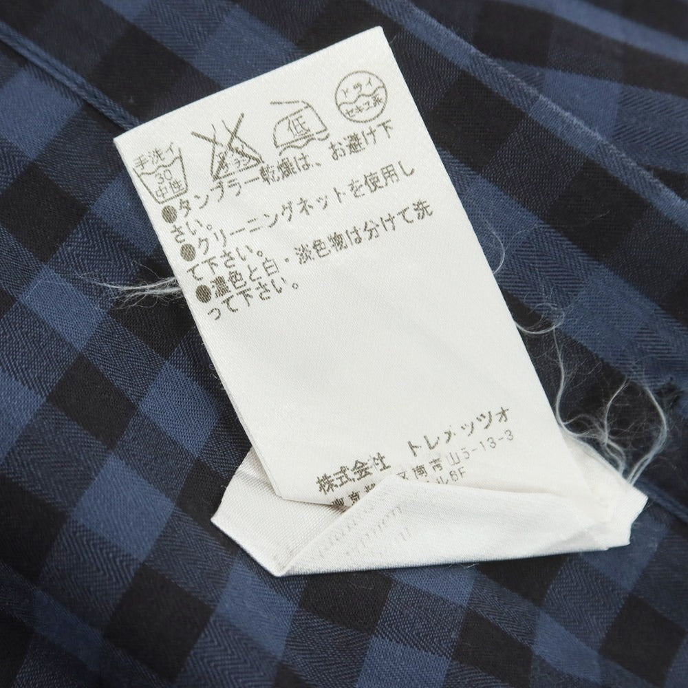 【中古】チット CIT LUXURY コットン チェック ホリゾンタルカラー カジュアルシャツ ネイビーxブラック【サイズ39】【 状態ランクC 】【 メンズ 】[CPD]