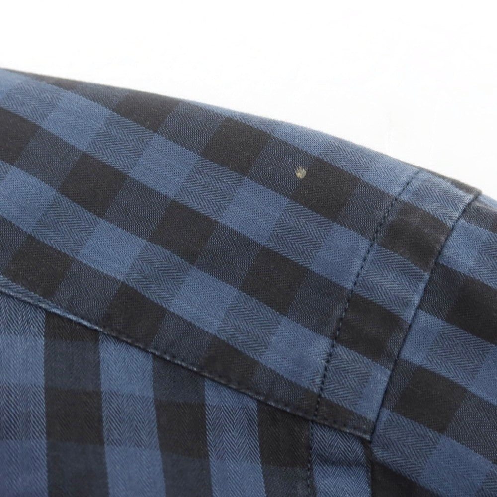 【中古】チット CIT LUXURY コットン チェック ホリゾンタルカラー カジュアルシャツ ネイビーxブラック【 39 】【 状態ランクC 】【 メンズ 】