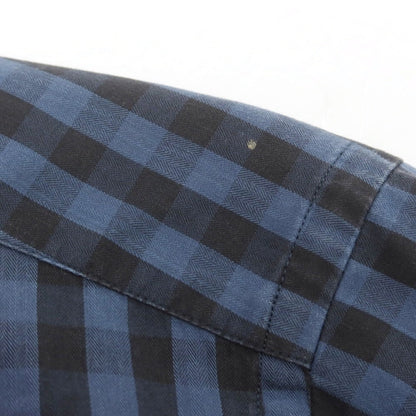 【中古】チット CIT LUXURY コットン チェック ホリゾンタルカラー カジュアルシャツ ネイビーxブラック【 39 】【 状態ランクC 】【 メンズ 】