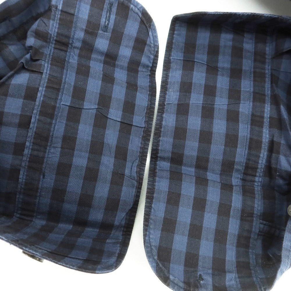 【中古】チット CIT LUXURY コットン チェック ホリゾンタルカラー カジュアルシャツ ネイビーxブラック【サイズ39】【 状態ランクC 】【 メンズ 】[CPD]