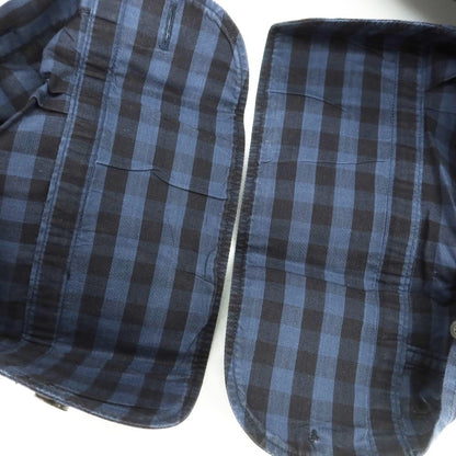 【中古】チット CIT LUXURY コットン チェック ホリゾンタルカラー カジュアルシャツ ネイビーxブラック【 39 】【 状態ランクC 】【 メンズ 】
