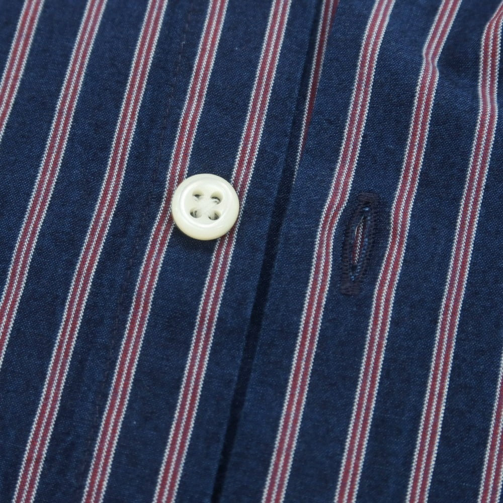 【中古】ギローバー GUY ROVER コットン ストライプ ホリゾンタルカラー カジュアルシャツ ネイビーxパープル【 表記なし（M位） 】【 状態ランクB 】【 メンズ 】