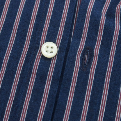 【中古】ギローバー GUY ROVER コットン ストライプ ホリゾンタルカラー カジュアルシャツ ネイビーxパープル【 表記なし（M位） 】【 状態ランクB 】【 メンズ 】