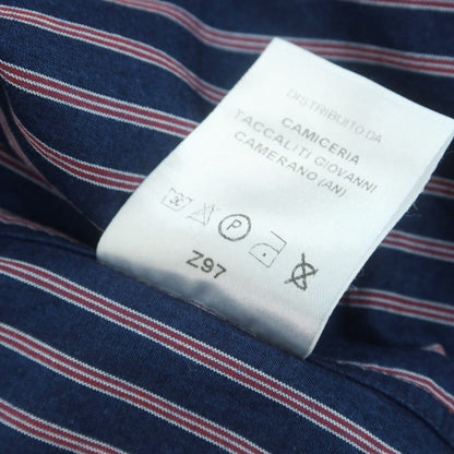 【中古】ギローバー GUY ROVER コットン ストライプ ホリゾンタルカラー カジュアルシャツ ネイビーxパープル【 表記なし（M位） 】【 状態ランクB 】【 メンズ 】