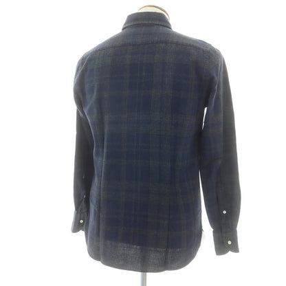 【中古】ギローバー GUY ROVER コットン チェック ホリゾンタルカラー カジュアルシャツ ネイビーxグレー【 M 】【 状態ランクB 】【 メンズ 】