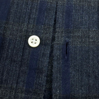 【中古】ギローバー GUY ROVER コットン チェック ホリゾンタルカラー カジュアルシャツ ネイビーxグレー【 M 】【 状態ランクB 】【 メンズ 】